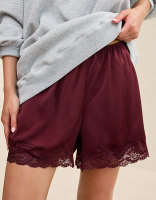 OVERSLEPT by Aerie Liquid Satin Lace Trim Short | Aerie