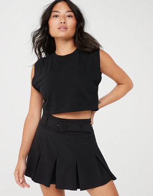 Black 2025 belted skort