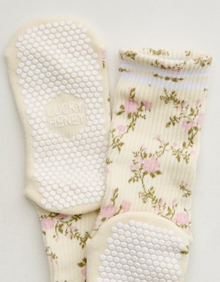 LUCKY HONEY Flower Grip Socks