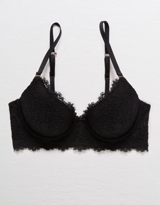 Aerie Real Power Plunge Push Up Eyelash Lace Bra