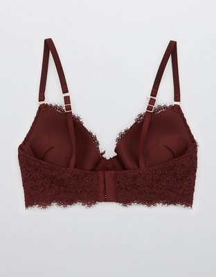 Aerie Real Power Plunge Push Up Eyelash Lace Bra