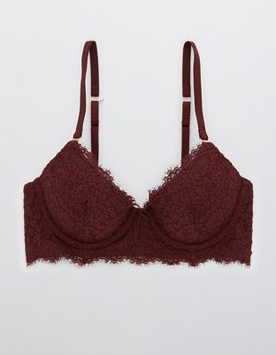 Aerie Real Power Plunge Push Up Eyelash Lace Bra