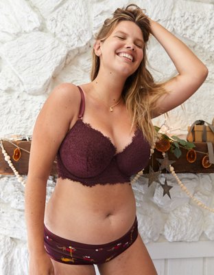 Aerie Real Power Plunge Push Up Eyelash Lace Bra