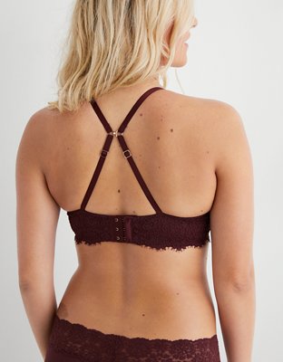 Aerie Real Power Plunge Push Up Eyelash Lace Bra