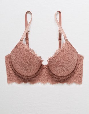 Aerie Real Power Plunge Push Up Eyelash Lace Bra