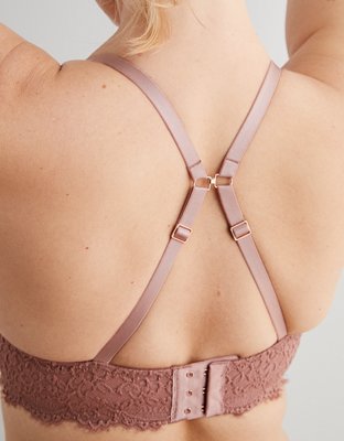 Aerie Real Power Plunge Push Up Eyelash Lace Bra