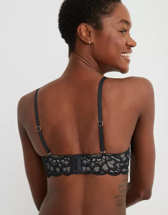 Aerie Real Power Plunge Push Up New Blooms Lace Bra