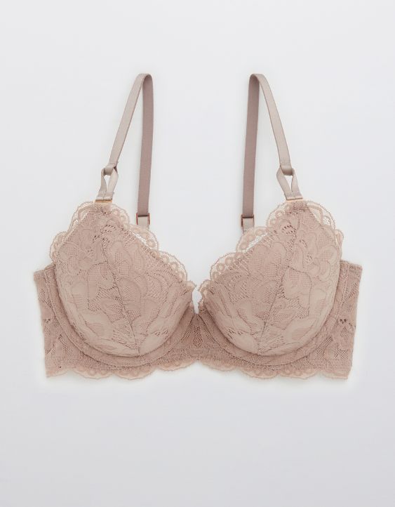 Aerie Real Power Plunge Push Up New Blooms Lace Bra
