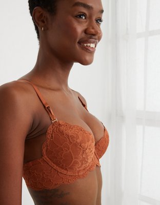 Aerie Real Power Balconette Poppy Lace Bra In True Black