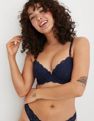 Aerie Real Power Plunge Push Up New Blooms Lace Bra