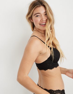 Aerie Real Power Plunge Push Up Eyelash Lace Bra
