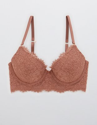 Aerie Real Power Plunge Push Up Paisley Lace Bra