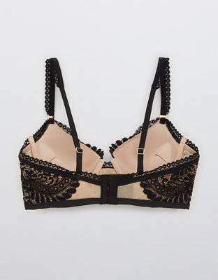 Aerie Real Power Plunge Push Up Far Out Lace Bra