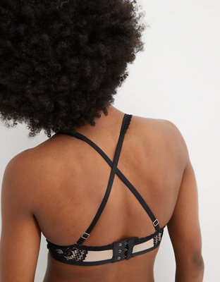 Aerie Real Power Plunge Push Up Far Out Lace Bra