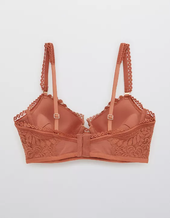 Aerie Real Power Plunge Push Up Far Out Lace Bra