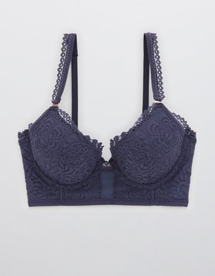 Aerie Real Power Plunge Push Up Far Out Lace Bra