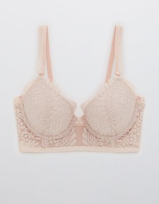 Aerie Real Power Plunge Push Up Far Out Lace Bra