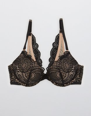 Aerie Real Power Plunge Push Up Eyelash Lace Bra