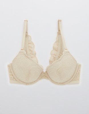 Aerie Real Power Plunge Push Up Slumber Party Lace Bra
