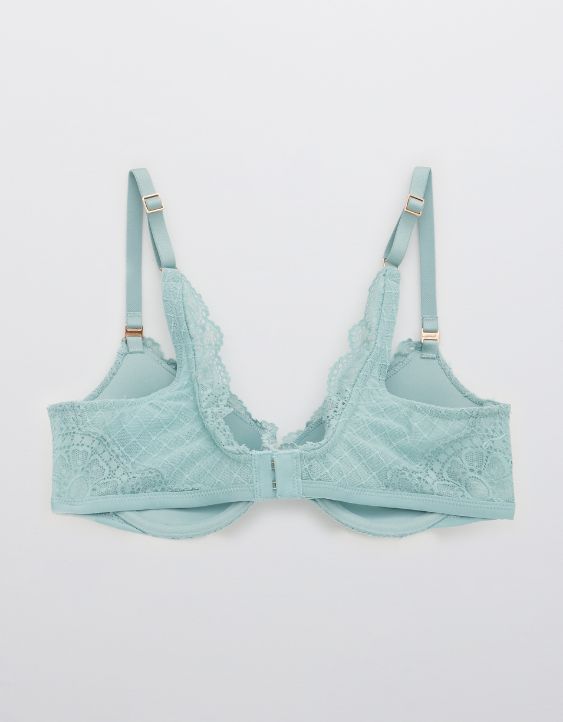 Aerie Real Power Plunge Push Up Slumber Party Lace Bra