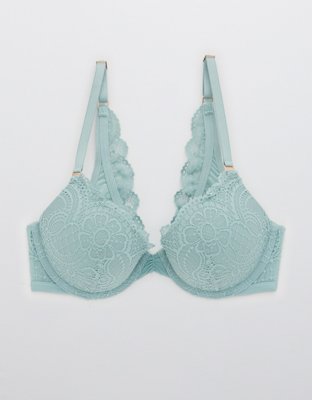 Aerie Real Power Plunge Push Up Slumber Party Lace Bra