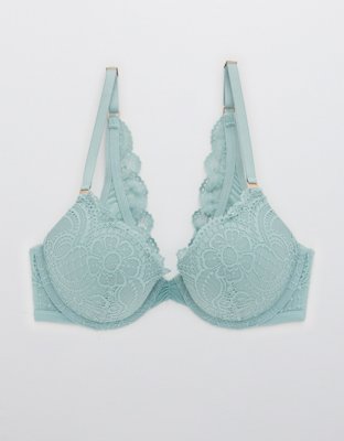 Aerie Real Power Plunge Push Up Eyelash Lace Bra