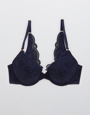 Aerie Real Power Plunge Push Up Slumber Party Lace Bra