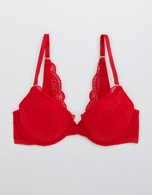 Aerie Real Power Plunge Push Up Slumber Party Lace Bra