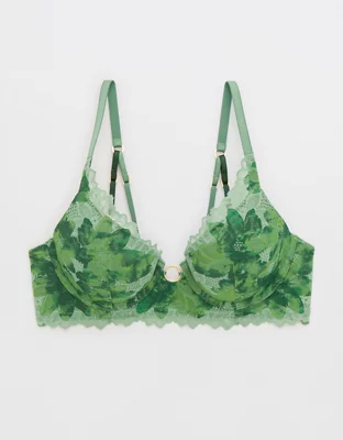 Aerie Real Power Bra con pushup, escote profundo y encaje Sunkissed