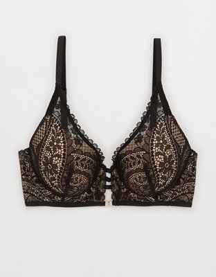 Aerie Real Power Plunge Push Up Paisley Lace Bra