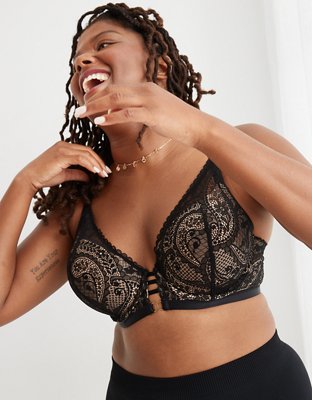 Aerie Real Power Plunge Push Up Paisley Lace Bra