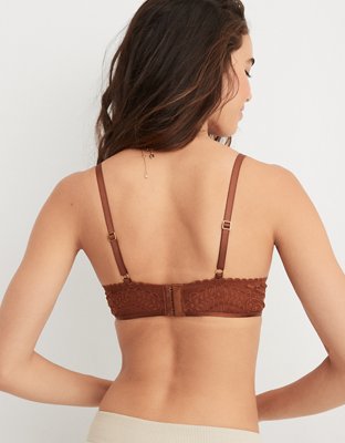 Aerie Real Power Bra con pushup, encaje Paisley y escote profundo