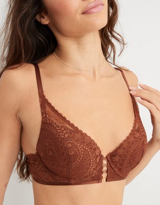 Aerie Real Power Paisley Lace Balconette Bra In Red
