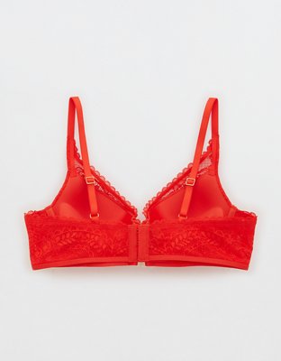 Aerie Real Power Bra con pushup, encaje Paisley y escote profundo