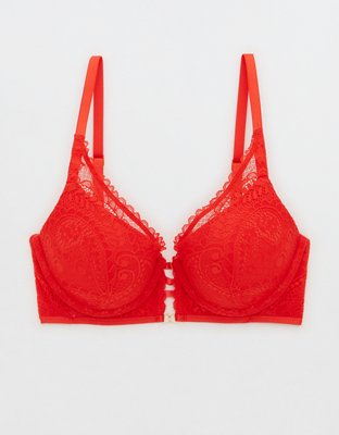 Aerie Real Power Plunge Push Up Paisley Lace Bra