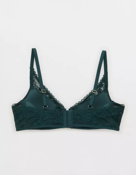 Aerie Real Power Plunge Push Up Paisley Lace Bra