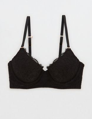 Show Off Eyelash Lace Plunge Push Up Bra