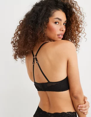 Aerie Real Power Plunge Push Up Eyelash Lace Bra