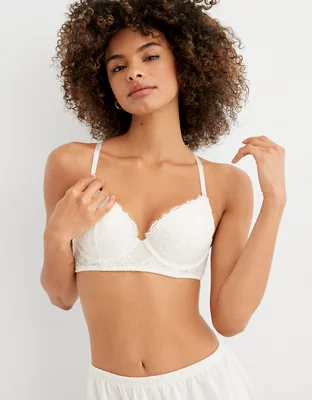 Aerie Real Power Plunge Up Eyelash Lace Bra