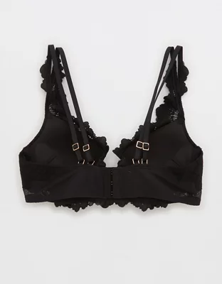 Aerie Real Power Plunge Push Up Poppy Lace Bra