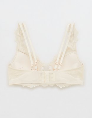 Aerie Real Power Plunge Push Up Poppy Lace Bra