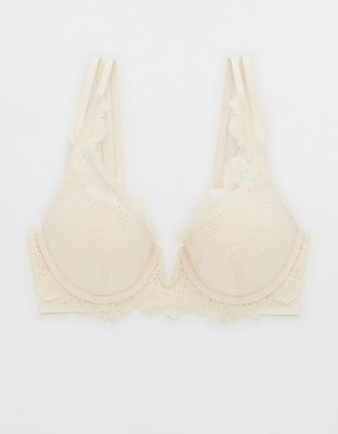 Aerie Real Power Plunge Push Up Sunkissed Lace Bra
