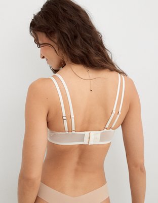Aerie Real Power Plunge Push Up Poppy Lace Bra