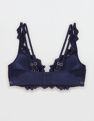 Aerie Real Power Plunge Push Up Poppy Lace Bra