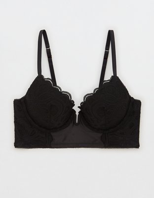 Black Lace Camisole With Build in Wireless Push up Bra and Panty