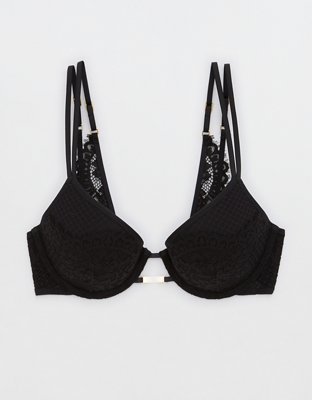 Aerie palm lace classic push up bralette in black