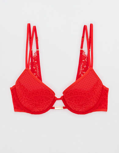 Soma Women's Embraceable Pushup Bra With Lace In Red Size 32a