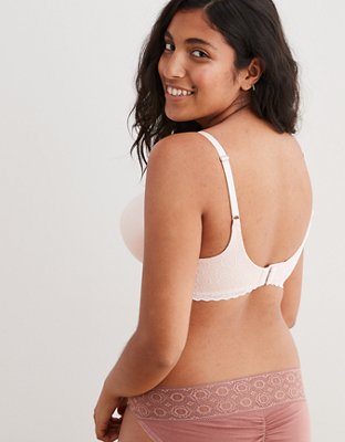 aerie Real Sunnie Lace Demi Push Up Blossom Lace Trim Bra