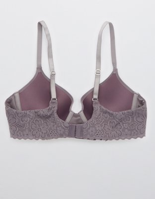 Aerie Real Sunnie Lace Demi Push Up Blossom Lace Trim Bra