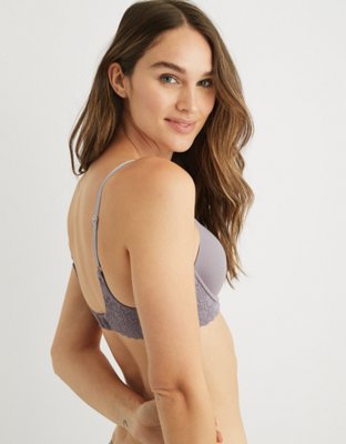 Aerie Real Sunnie Lace Demi Push Up Blossom Lace Trim Bra